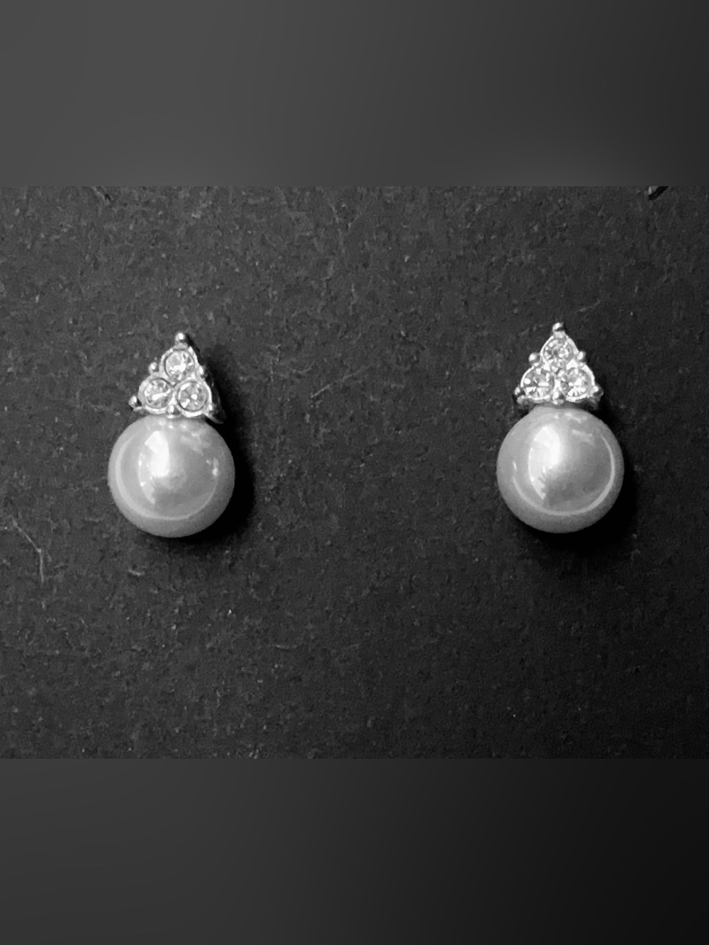 Pearl and Crystal Drop Stud Earrings - White